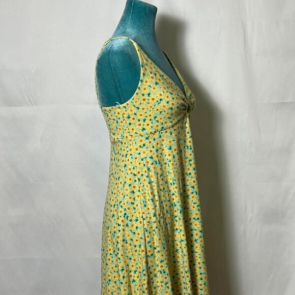 Urban Outfitters Yellow Floral Keyhole Mini Dress Medium - Picture 4 of 7